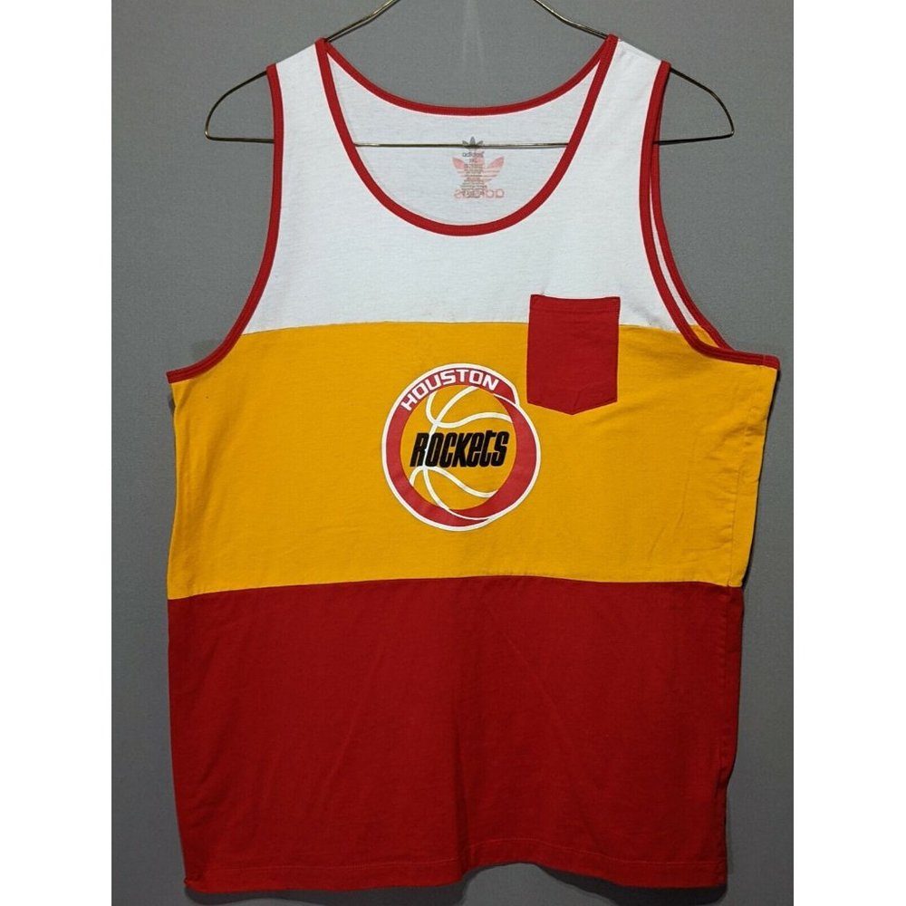 Houston Rockets Vintage Colorway Adidas Tank Top 2XL Fast Shipping Pocketed